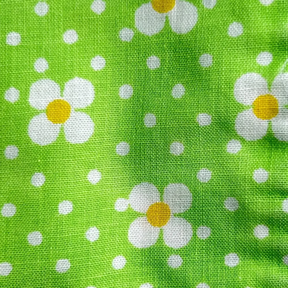 Vintage Fieldcrest Mod Polka Dot Floral Twin Flat Sheet Daisy No Iron Percale